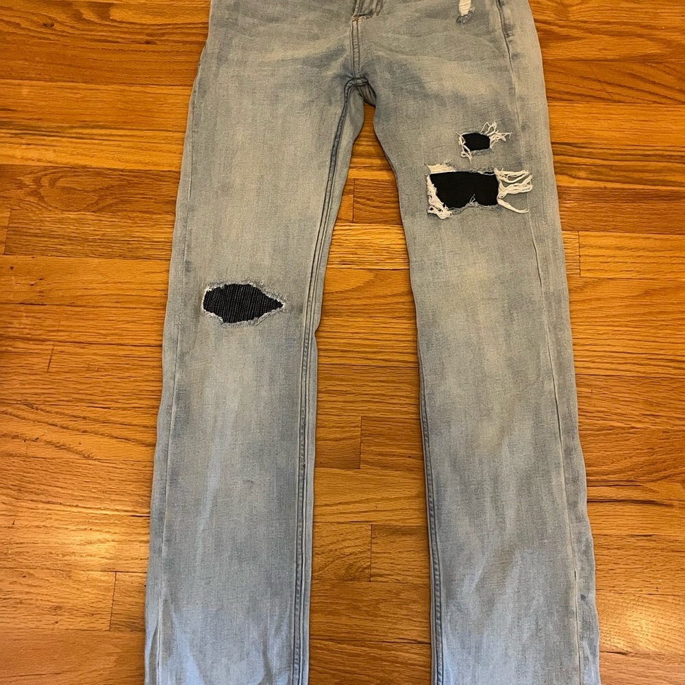 Abercrombie Kids Distressed Light Blue Skinny Jeans